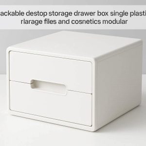 Stackable Desktop Storage Drawer Box Single Plastic Cabinet with Handle for Office Paper Files and Cosmetics Modular Design Office White